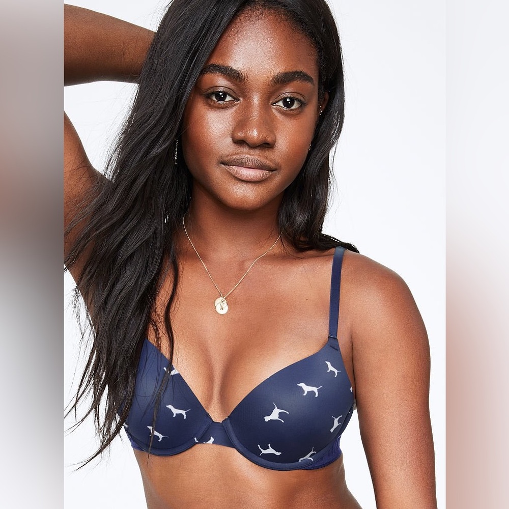 VS Pink Blue Puppy print bra sz 36C